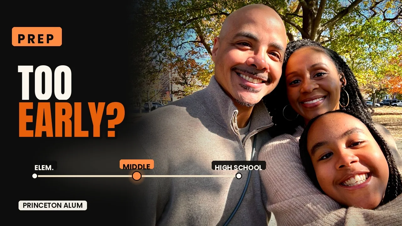 Wally and Malaika Lindo with their daughter outdoors. Caption: Prep — Too early?